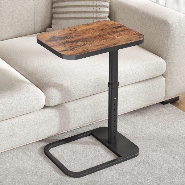 Adjustable Height C Shaped Folding Side Table